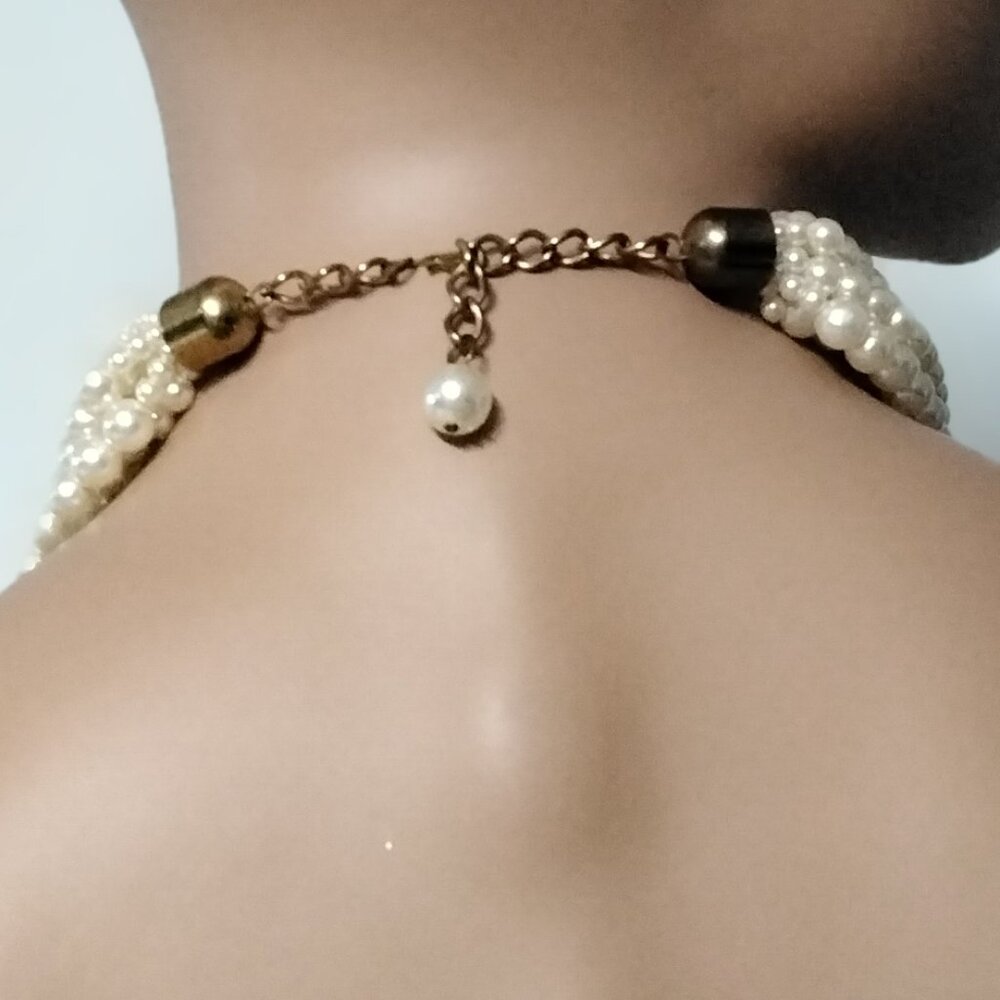 Vintage Faux Pearls Beads necklace 18" length Chocked Chunky Elegant Classic 001 - Picture 4 of 14